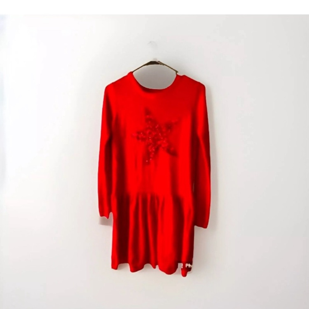 NWT Cat&Jack Girls Holiday/Chistmas red sweater sequinwork dress XL 14/16